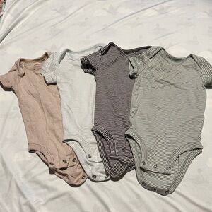 Carter's Striped Onesies Lot - Brown, Light Blue, Black, Gray